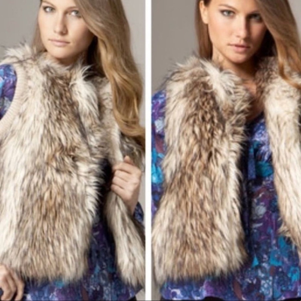 Rebecca Taylor Alpaca Wool Blend Fur Vest‎